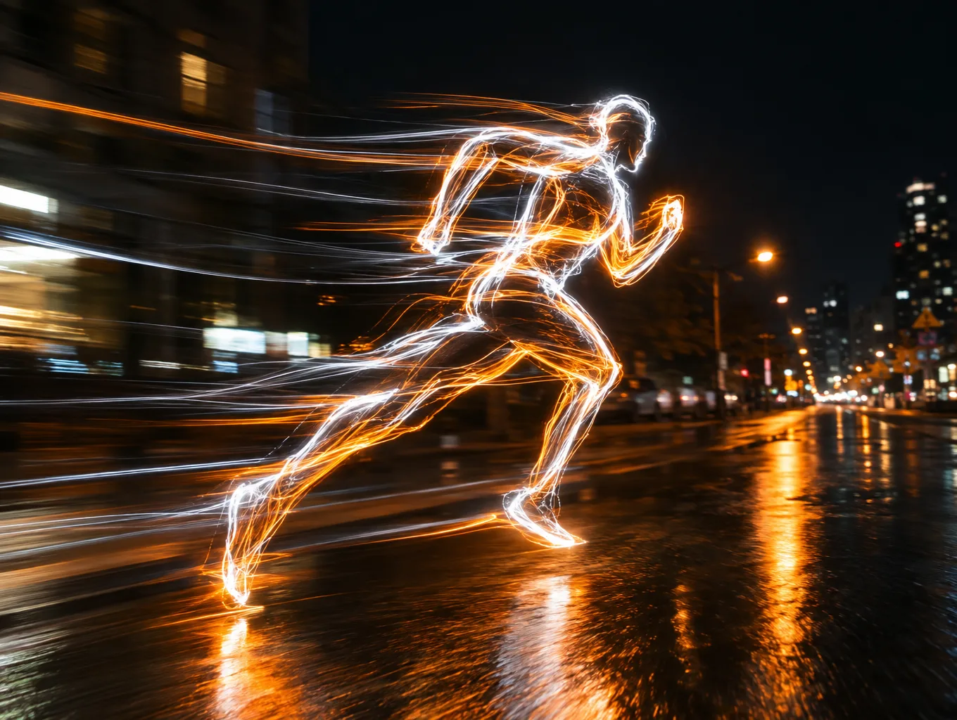 GPT Image 2.5 Flare self-portrait, long-exposure light painting