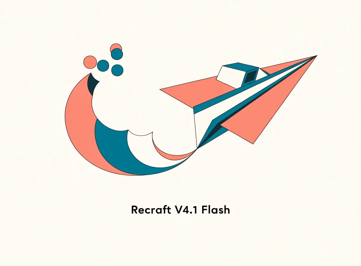 Recraft V4.1 Flash self-portrait, flat editorial illustration