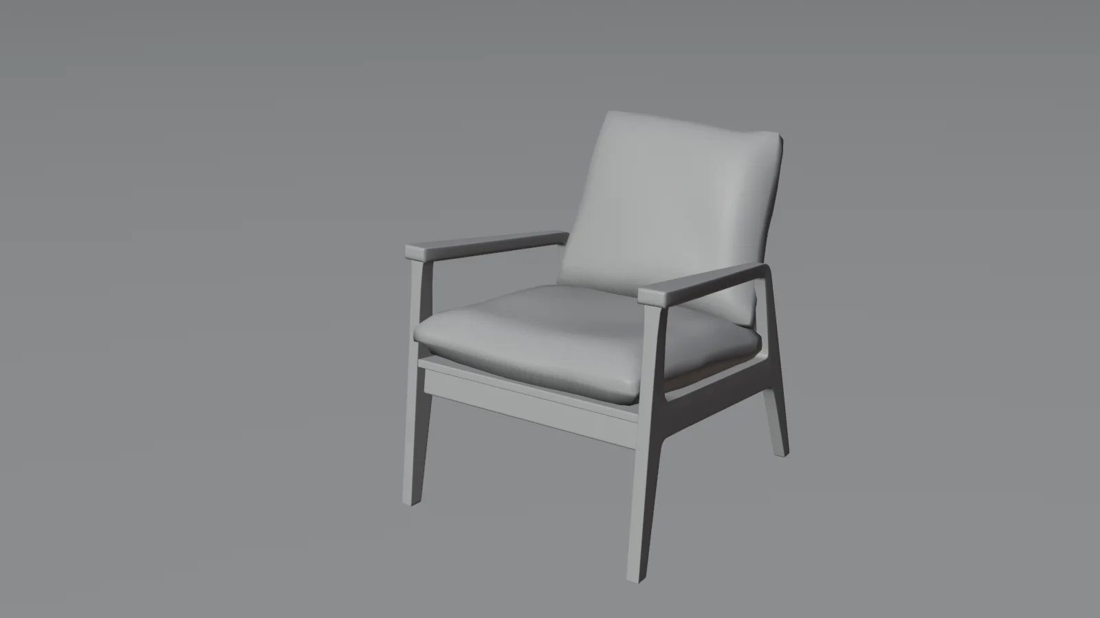 A neutral gray preview of the imported chair, showing its cushions, arms and legs without the finished studio materials.