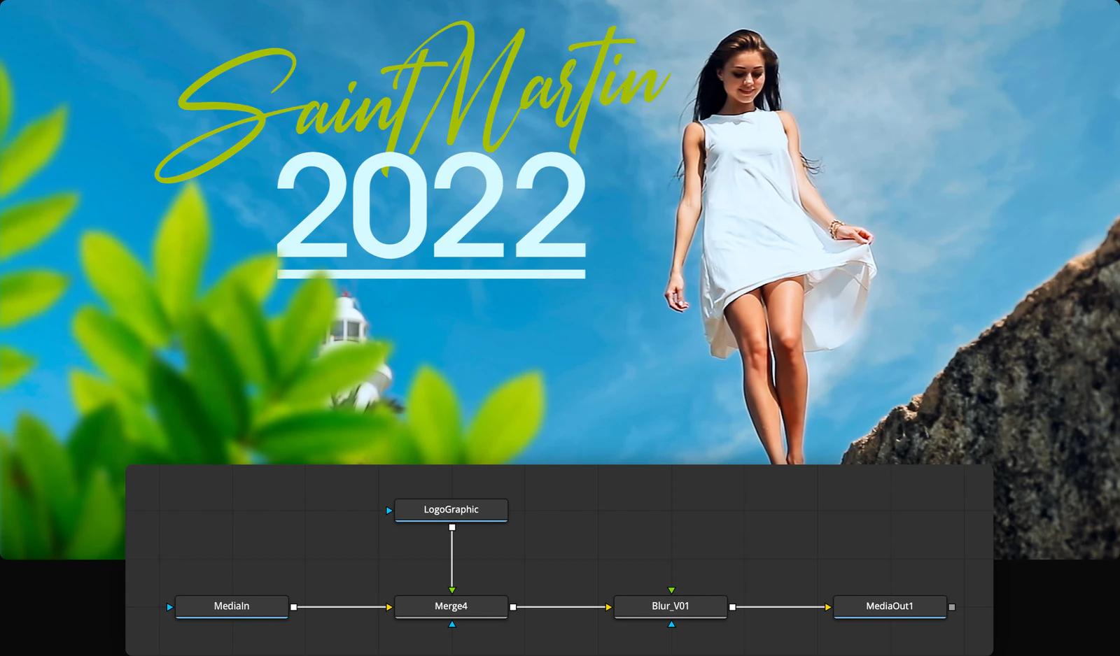 DaVinci Resolve Fusion example with a composite and connected node graph